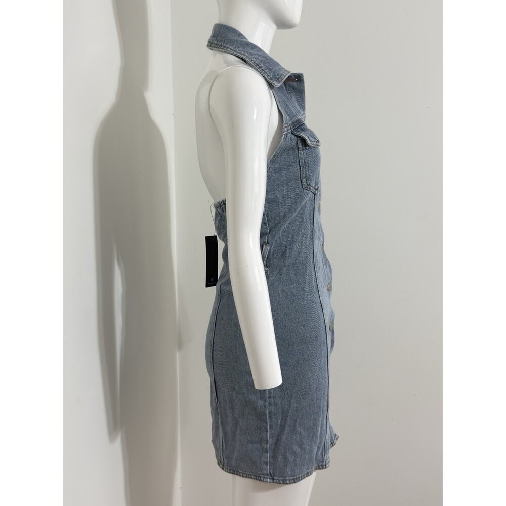 NWT Lulus Denim Buttons Mini Dress Halter Open Back Y2K Women’s XS - Picture 4 of 13